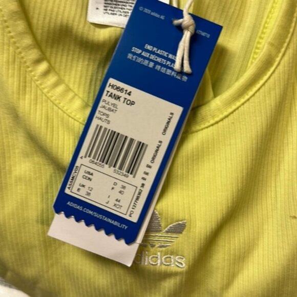 Adidas Adicolor Essentials Rib Tank Top Pulse Yellow size 8 - Picture 6 of 6